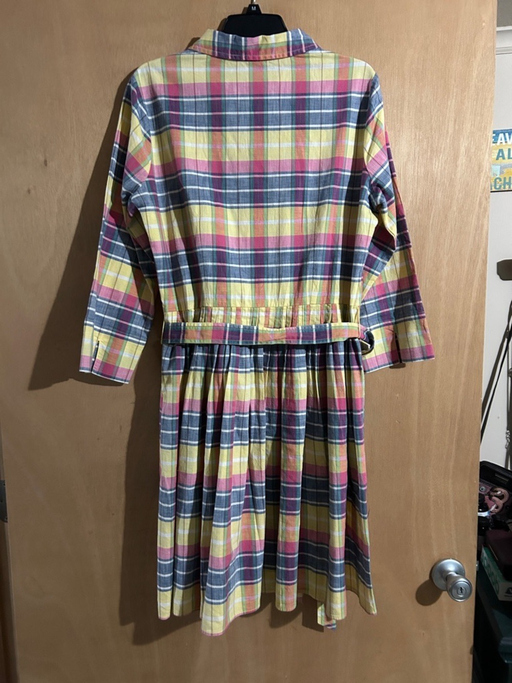 Lands' End Multicolor Plaid Button-Front Shirt Dress - Picture 5 of 7